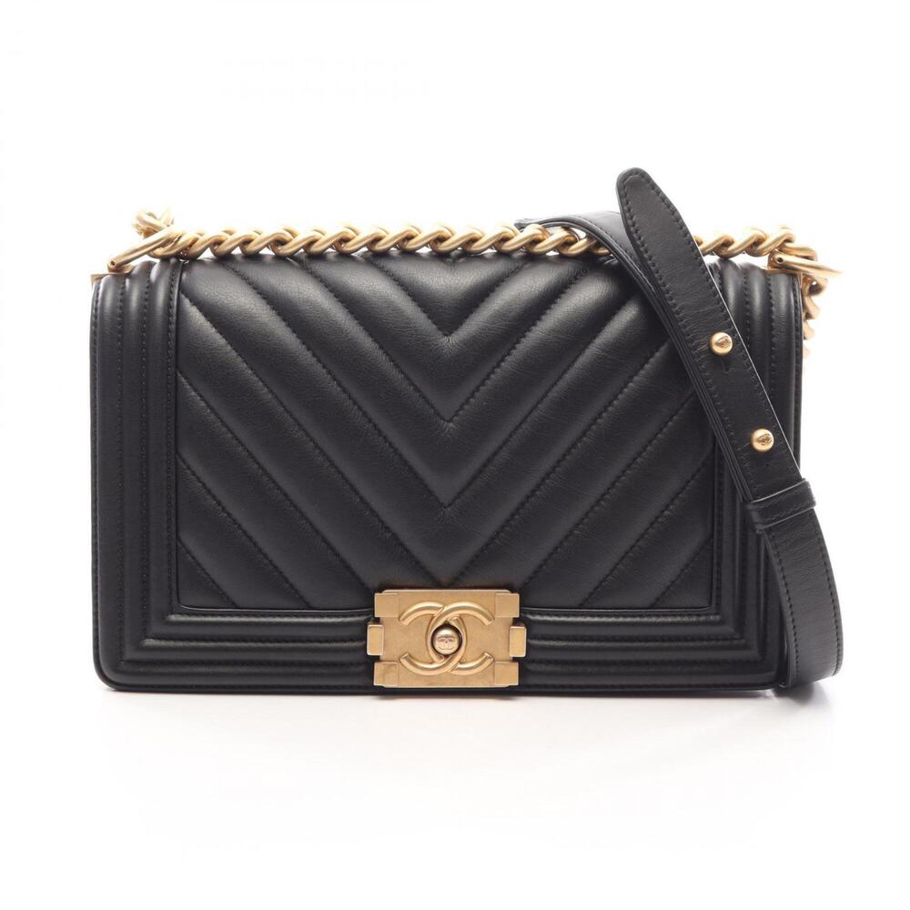 Chanel Boy Shoulder Bag/Handbag, Lambskin Leather, Women's, Black, A67086